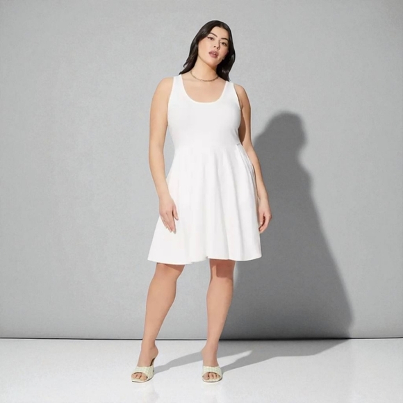 Torrid Mini Foxy Skater Dress White Sleeveless Comfy Closet Staple NWT 5 - Picture 10 of 10